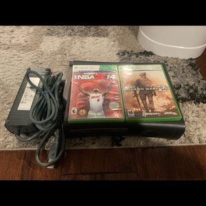 Microsoft Xbox 360 Elite 120GB Console Bundle Black  Power Cord And Two Games